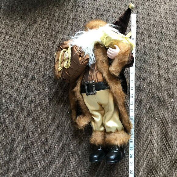 Safari Christmas Santa Claus Figurine Home Decor With Faux Fur & Gifts 20" - Picture 12 of 13